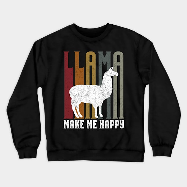 Cute & Funny Llama Make Me Happy Retro Llamas Crewneck Sweatshirt by theperfectpresents